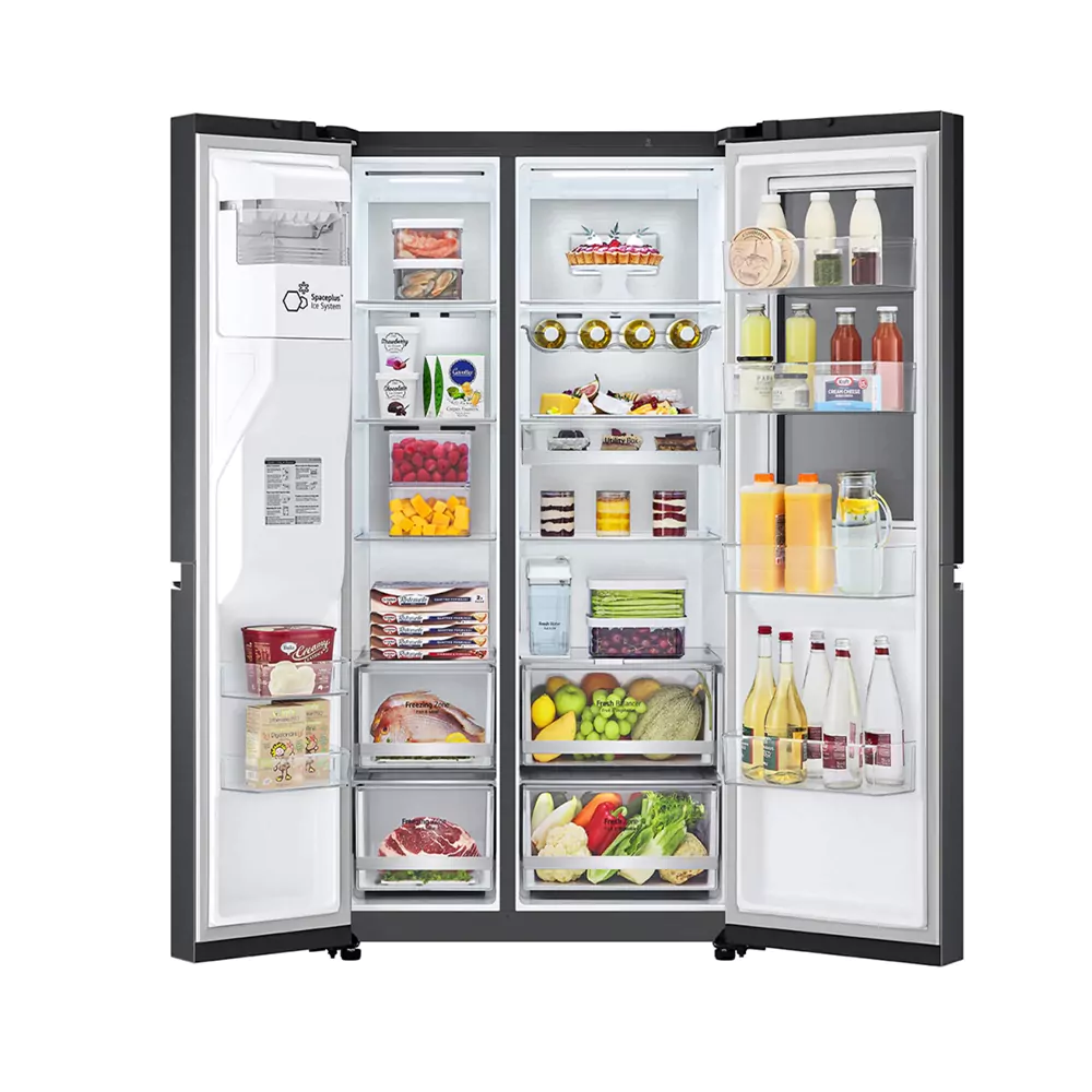 LG 674 Liter Side By Side Refrigerator Twin Cooling System with Water Dispenser Inverter Compressor Dark Black – GCX257CQVV (International Version)